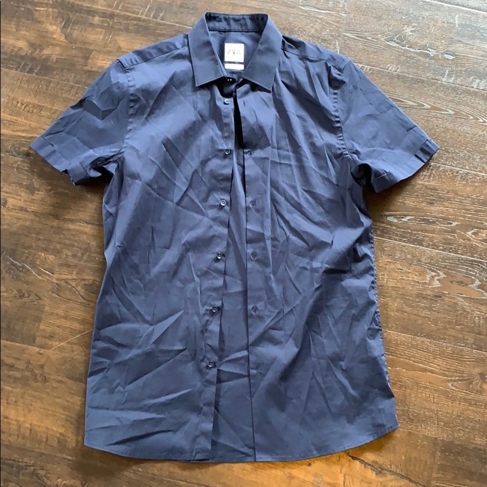 .zara super slim fit button up tee.